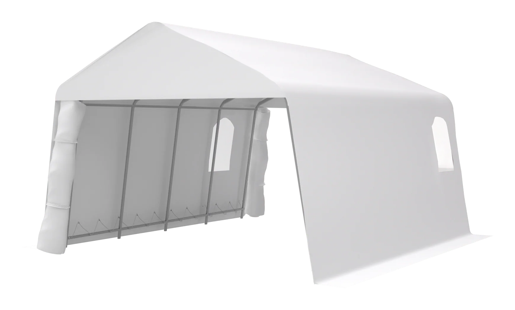 Tempo résidentiel installé devant une maison en hiver